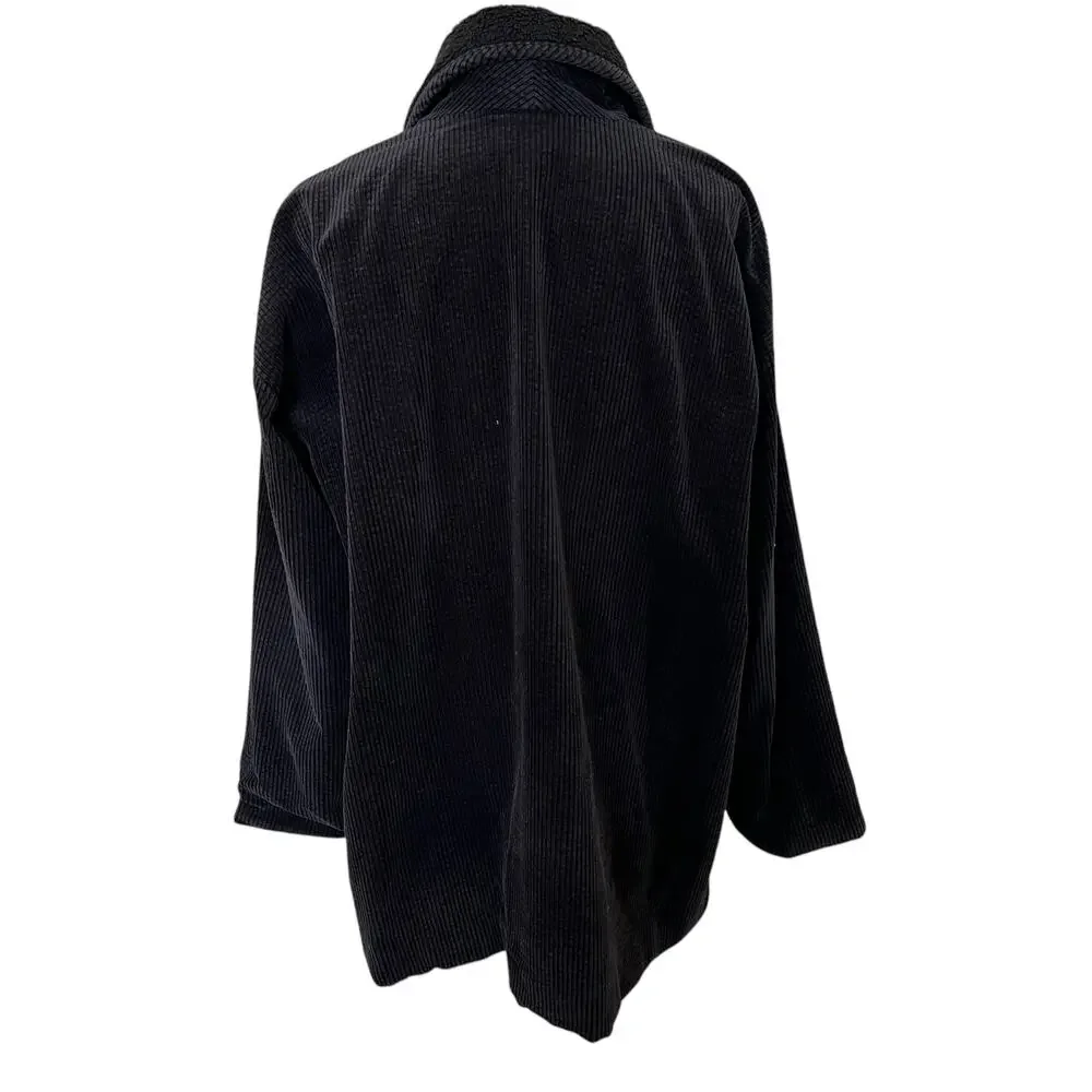 J. Jill Heritage Tumbled Cord Jacket Women's Size XL Black Washed 100% Cotton